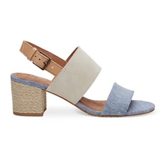 NWOT - TOMS | Poppy Chambray Block Heel Sandal | Birch & Blue | Size 9 - Picture 14 of 14